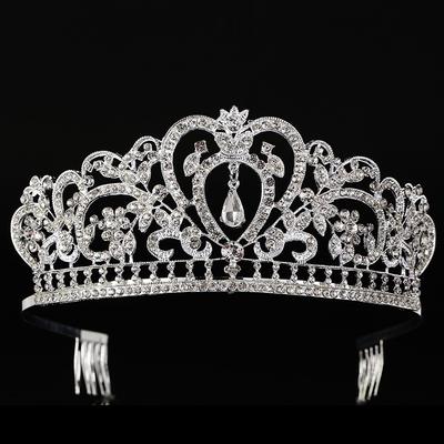 Europäische und Amerikanische Brautkrone Königin Luxuriöser Strassstein Schmuck Hochzeit Geburtstagsparty Krone Ausgeschnittene Herzförmige Haaraccessoire