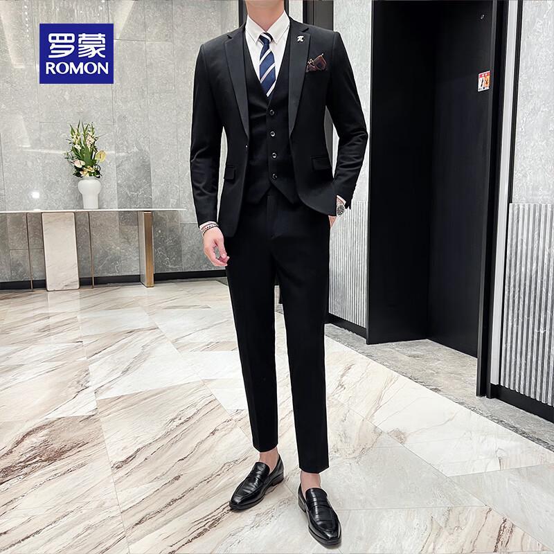 ROMON Men's Slim-Fit Business Formal Suit