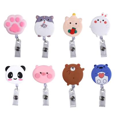 Bear Work Card Clip ID Card Clips Retractable Badge Reel Nurse Badge Holder Name Card Holder
