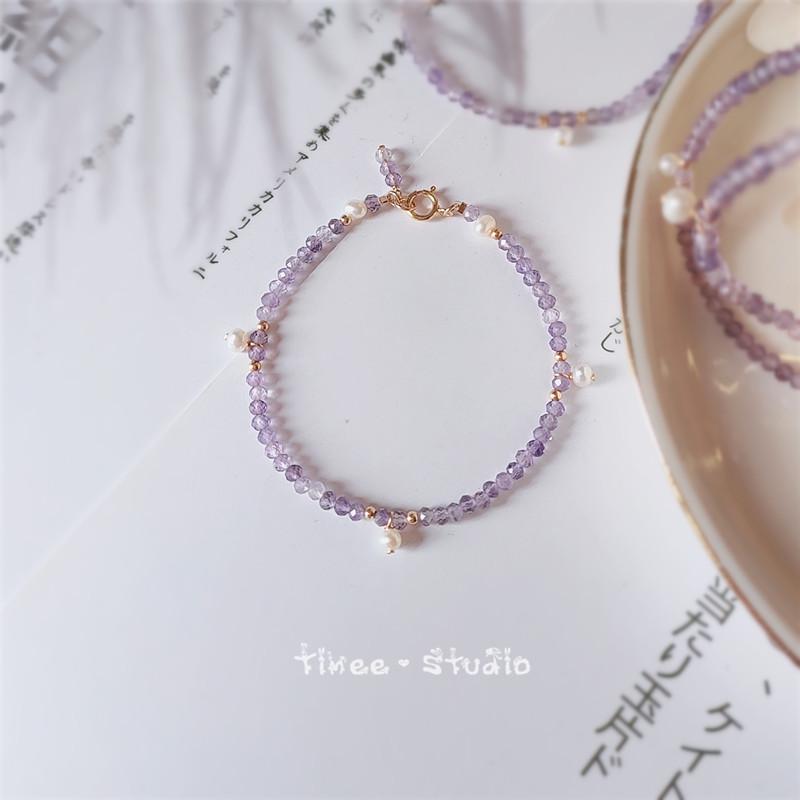 Dreamy Amethyst & Pearl Bracelet Anklet - Delicate Purple Jewelry for Women & Besties