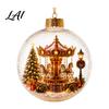 3D Winter Scene Baubles Glowing Christmas Story Ornament Light-Up Ball with Warm LED Light Mini Holiday Acrylic Festive Tree in Clear Hanging