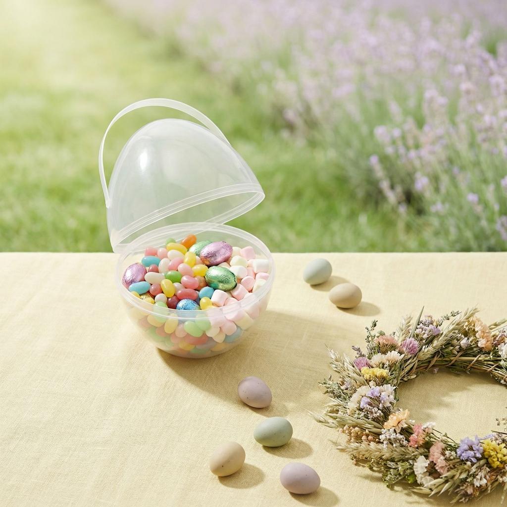 25 cm Öppningsbart Påskägg Med Handtag - Stort Fyllbart Ägg Överraskningsbehållare För Gåvor, Godis Och Festfavoriter, Återanvändbar & Portabel