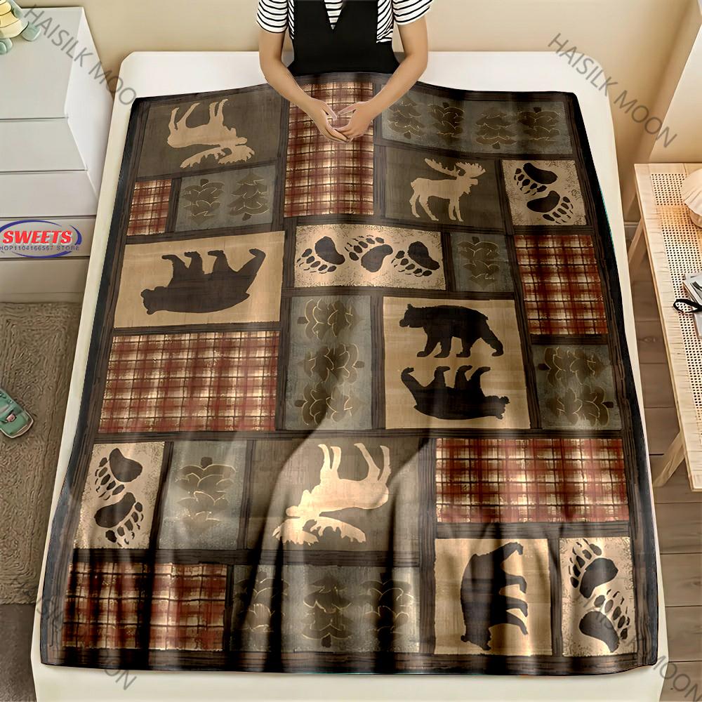 

American Country Animal Print Blanket Warm Soft and Comfortable Home Travel Blanket Sofa Bedding Cover Blankets Gift for Friends 75x90cm(30x35in)