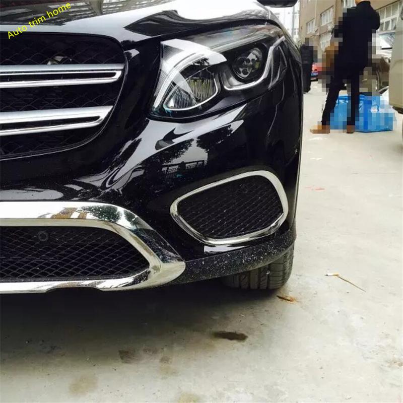Front Fog Lights Lamps Frame Decoration Cover Trim For Mercedes Benz GLC X253 2016 -  ABS Chrome Accessories Exterior Kit