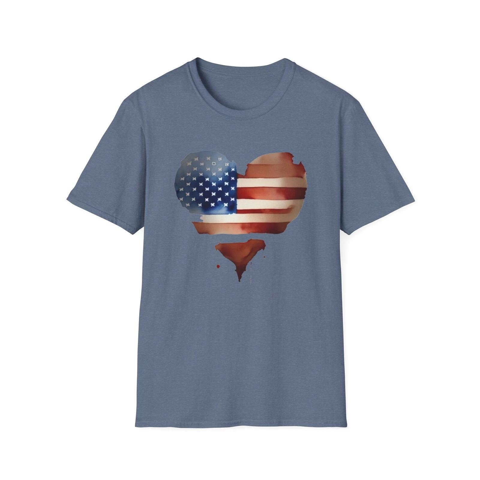 Heart Shaped American Flag T shirt, Patriotic Tee, Fourth of July Shirt, Red 3XL