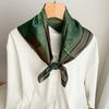 2025 New Green Print Square Scarf Simulated Silk Thin Satin Neck Scarf Elegant Ladies Professional Decorative Small Scarf