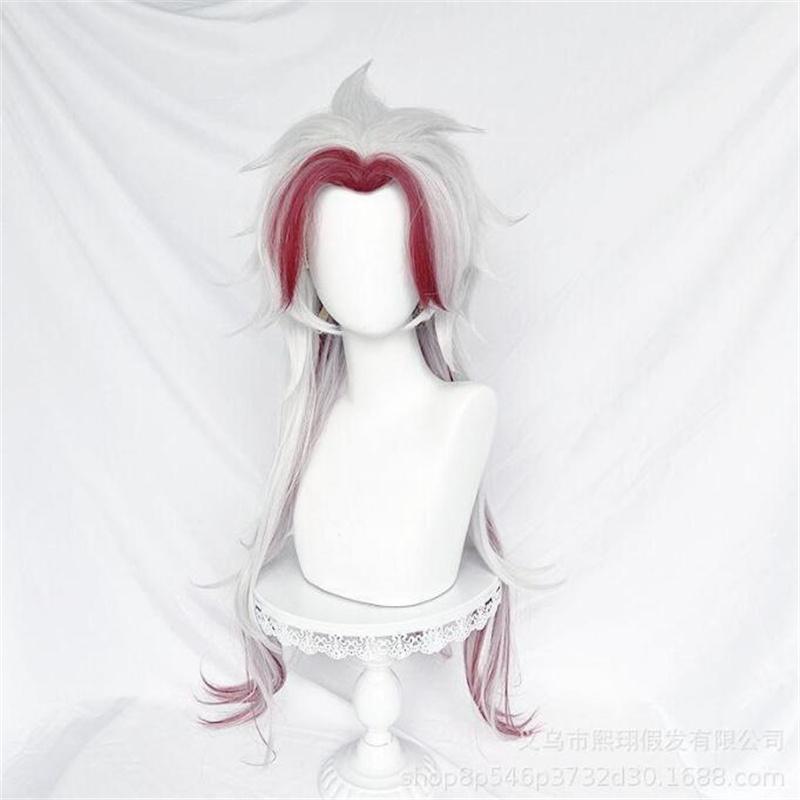 High Quality Game Genshin Impact Arataki Itto Cosplay Wig Heat Resistant Synthetic Hair Anime Wigs + Red Horn Prop Accessories