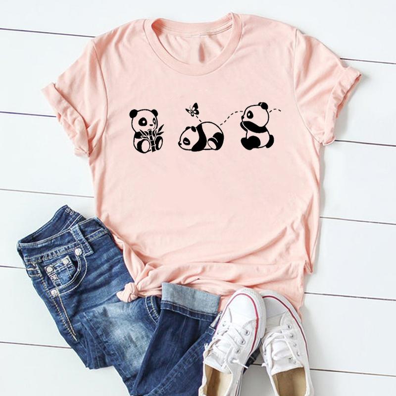 Tee Top Fashion Tshirt Clothing Casual Sweet Love Panda Spring Short Sleeve Women Print Summer Lady Female Graphic T-shirt