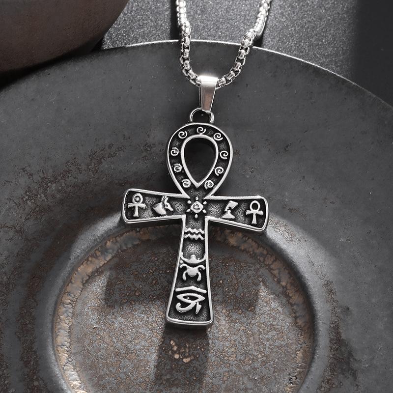 Collana Pendente Totem Ankh Occhio di Horus in Acciaio Inossidabile Antico Egizio Adatta per Uomini e Donne Amuleti alla Moda Regalo
