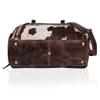 Handmade Cowhide & Hair-On Leather Duffle Bag: 22" Weekender Holdall