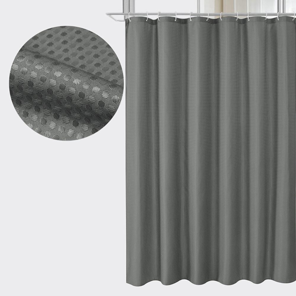 Mildew-proof Plain Waffle Shower Curtain Solid Color Bathroom Partition Curtain  Hotel