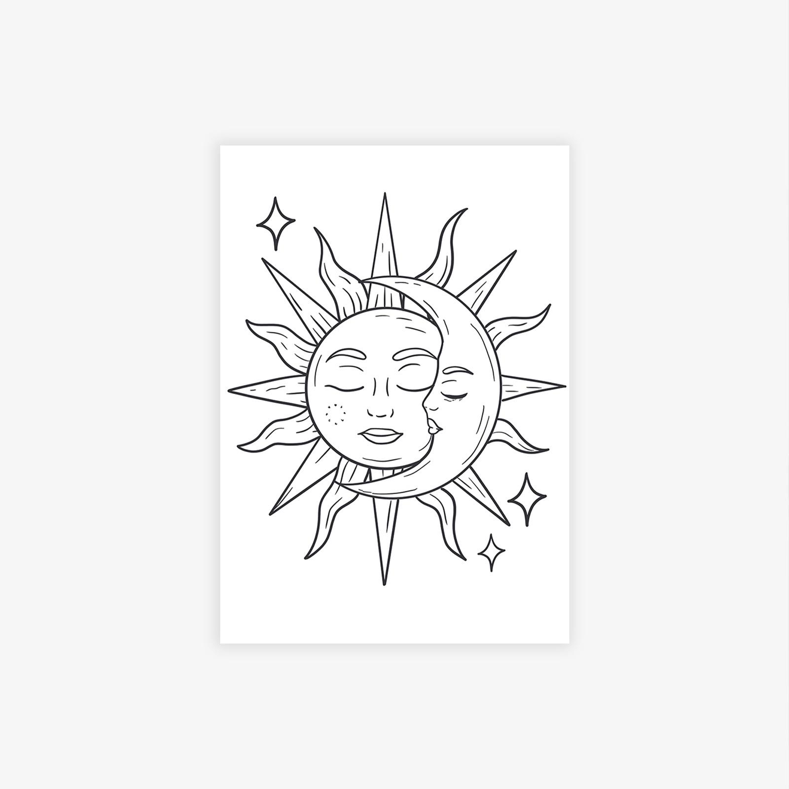 Sun Moon Tattoo Sticker Advanced Sense Small Fresh Personality Niche Simple Arm Tattoo Sticker 10*7