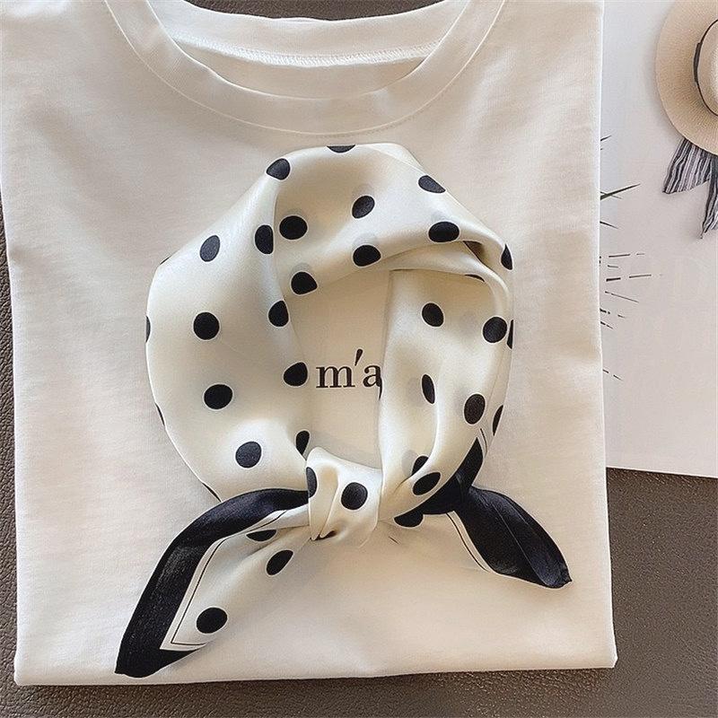 100% mulberry silk 53 silk satin cute polka dot women s versatile small square scarf summer Korean version light luxury temperament silk scarf