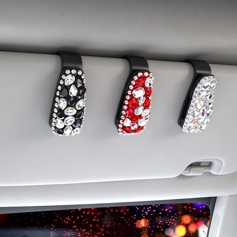 Rhinestone Sunglasses Clip Portable Car Glasses Bracket Creative Car Sunglasses Holder Car