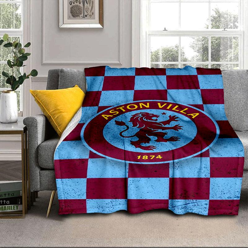 Aston Villa Crest Design Portable Blanket/Soft Blanket Bedding Blanket Suitable for Travel Camping Living Rooms Offices Sofas Fan Gifts