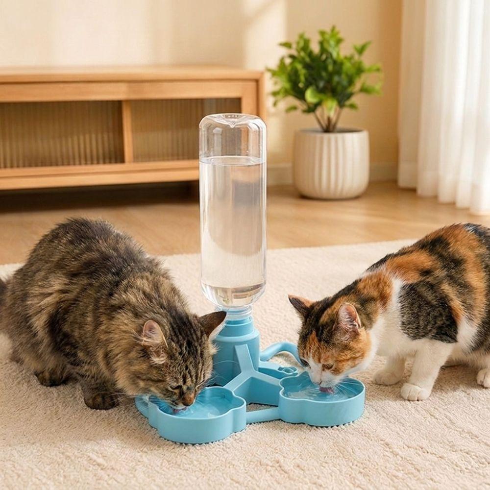 Dual Bowl Cat Automatic Water Dispenser Large Capacity Pet Drinking Station Indoor Use