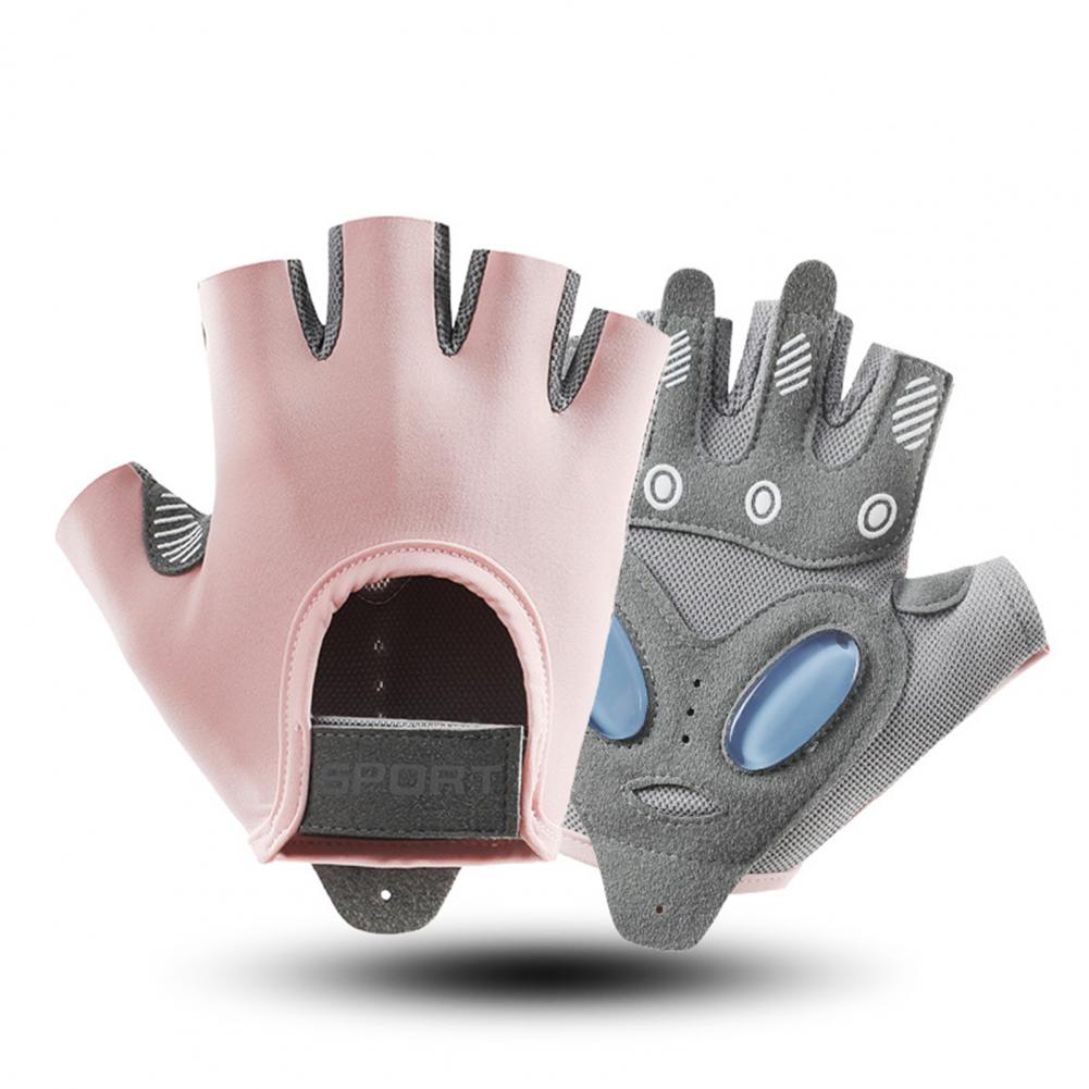 1 Pair Sport Gloves Half-finger Shock-Absorbing Anti-Slip Izable Fit Fasten Tape Gloves Unisex Breathable Workout Gloves