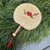 Handmade Chinese Wheat Straw Fan - Heart-Shaped, Plum Blossom Design, Traditional Art, Ideal for Dance