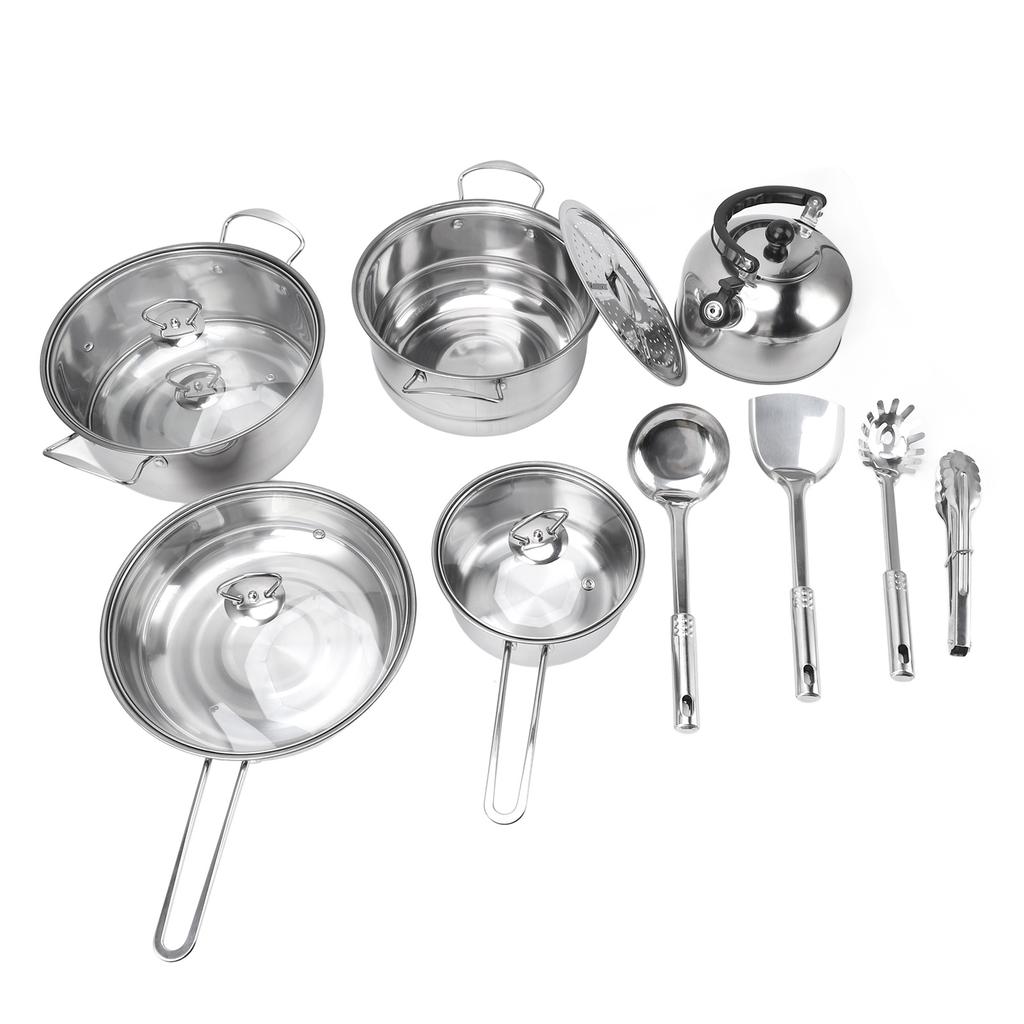 Cookware Set Stainless Steel Rustproof Stick Proof Thickened Pots Pans Set for Home Kitchen Restaura