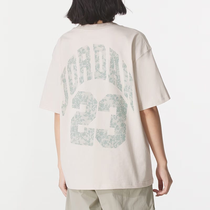 Jordan T Shirts Women's Beige Crew Neck Moderate HV0199-104