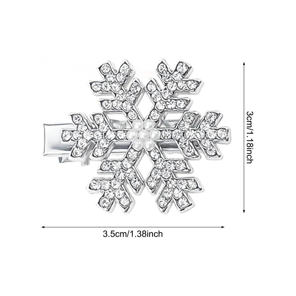 12pcs Snowflake Barrettes Clip Sparkly Rhinestone Hair Barrettes for Women Winter Holiday Hair Decoration