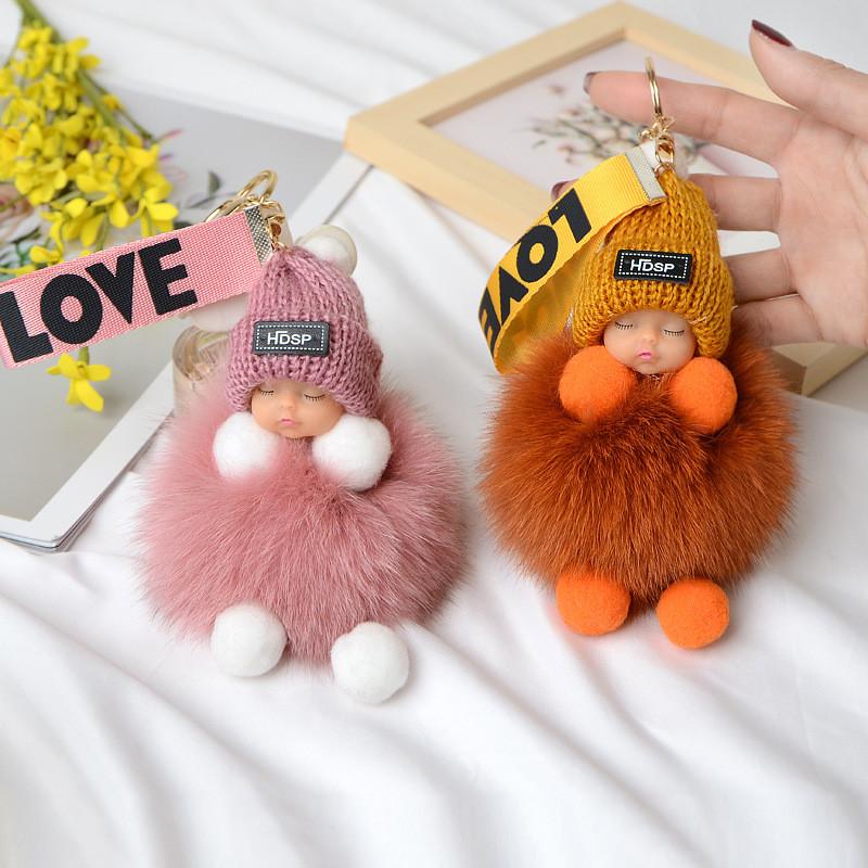 Plush Doll Sleep Ball Key Chain Bag Pendant Cute Decoration Ornament Toy Gift