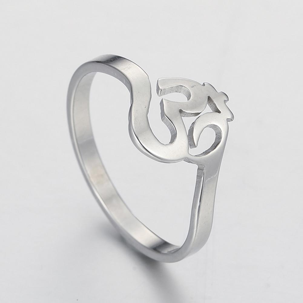 Dawapara Univerzální symbol harmonie Aum OM Prsten Unisex Hinduistický snubní prsten Buddhismus Jógové šperky Nerezová ocel