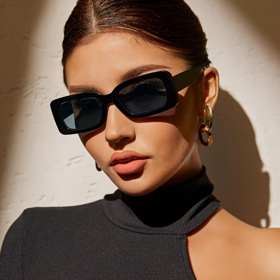 Women'S Rectangular Glasses – Minimalist Black PC Frame, Lightweight & Durable, Suitable for Daily & Formal Occasions, Modern Elegant Design