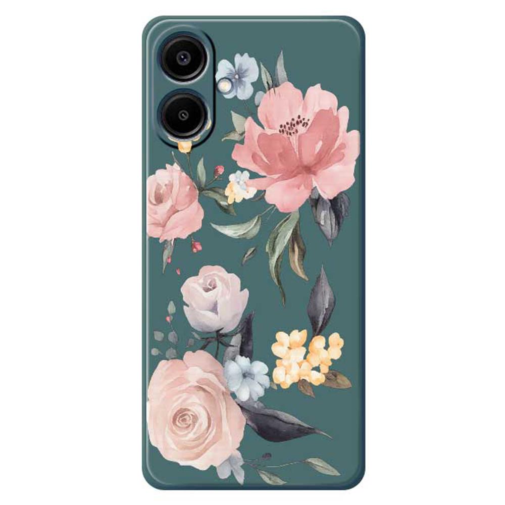 For Samsung Galaxy A07 4G Case Big Flowers Pattern Printing Straight Edge TPU Phone Back Cover