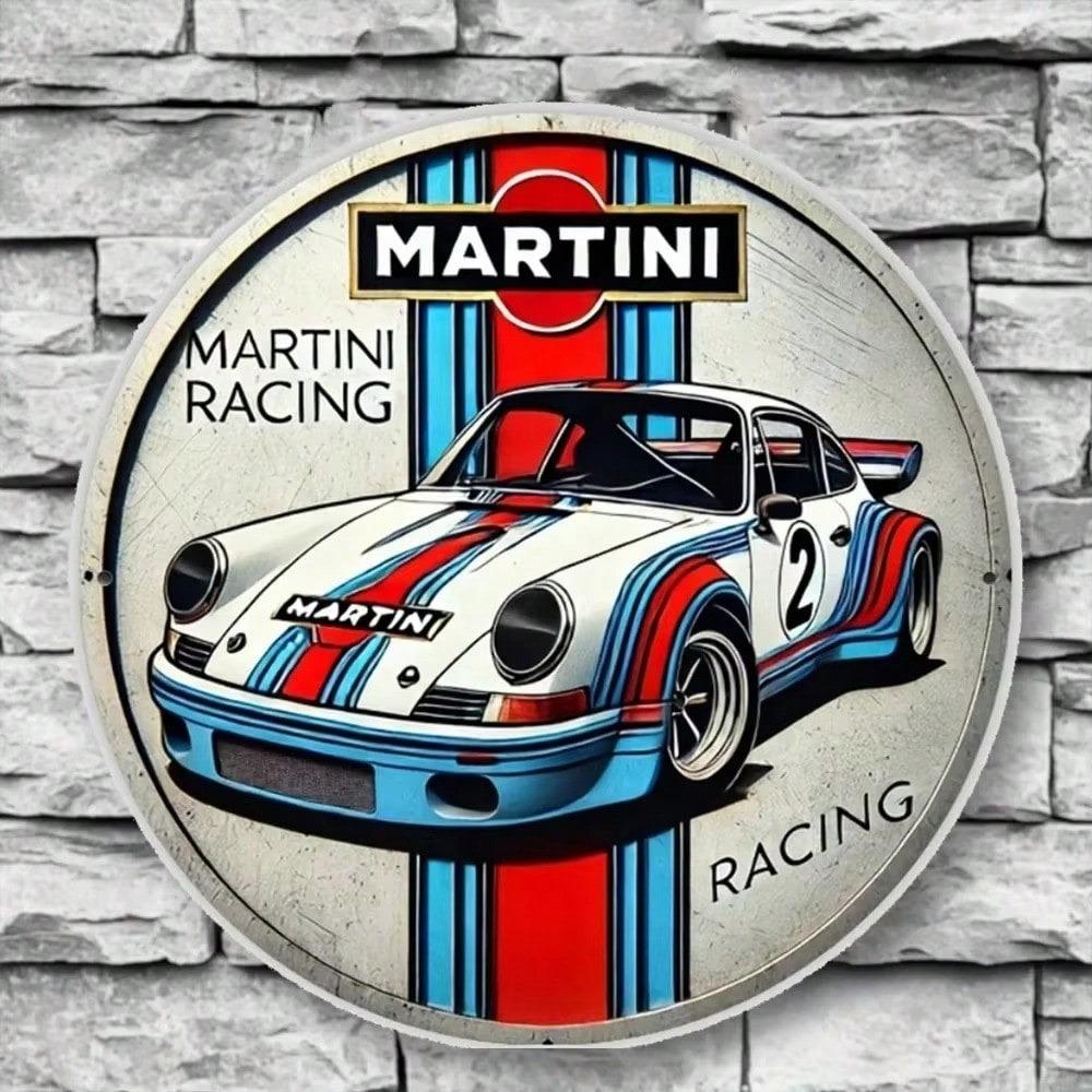 Vintage Metal Tin Sign Martini Racing Wall Decor Garage Bar Artwork