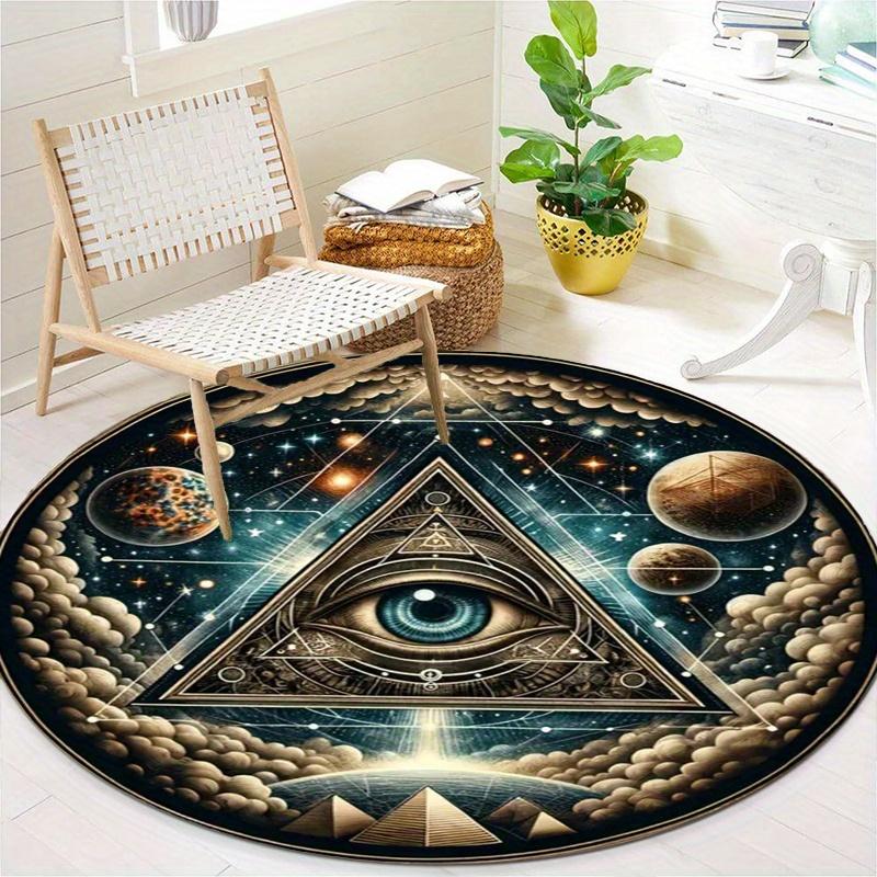 Starry Sky Eye Of Horus Round Rug Nonslip Area Rug Office Chair Mat Carpet For Living Room Bedroom Home Decor