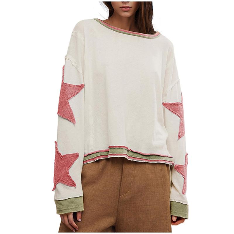 Oversized Graphic Sweatshirt for Women Fashion Long Sleeve Drop Shoulder O-neck Shirt Vintage Sweatshirt