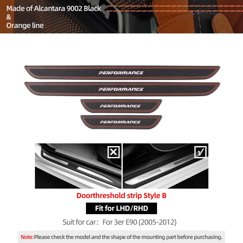 For BMW E90 2005-2012 Made of Alcantara Door Sill Trims Strip Threshold Protect Sticker Car Interior Tuning Decor Accessories