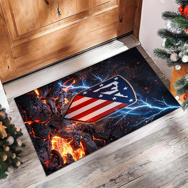 Atletico Madrid Printed Flannel Area Rug Non Slip Soft Polyester Floor Carpet Indoor Decor Mat for Bedroom Living Room Sofa Game Room Home Decoration