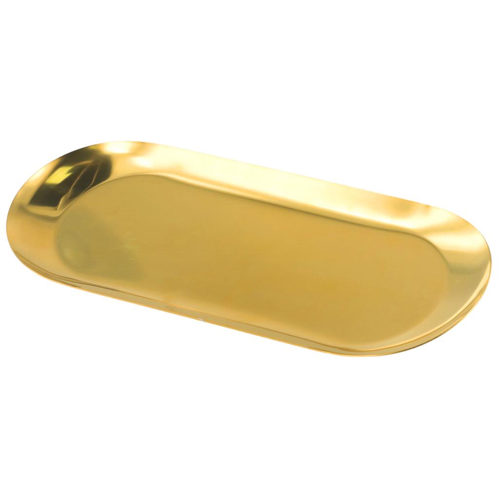 Multi-function Tray Oval Stainless Steel Storage Tray Tea Fruit Tray Cosmetics Jewelry Tray 18cm/23cm/30.3cm High Quality Gold