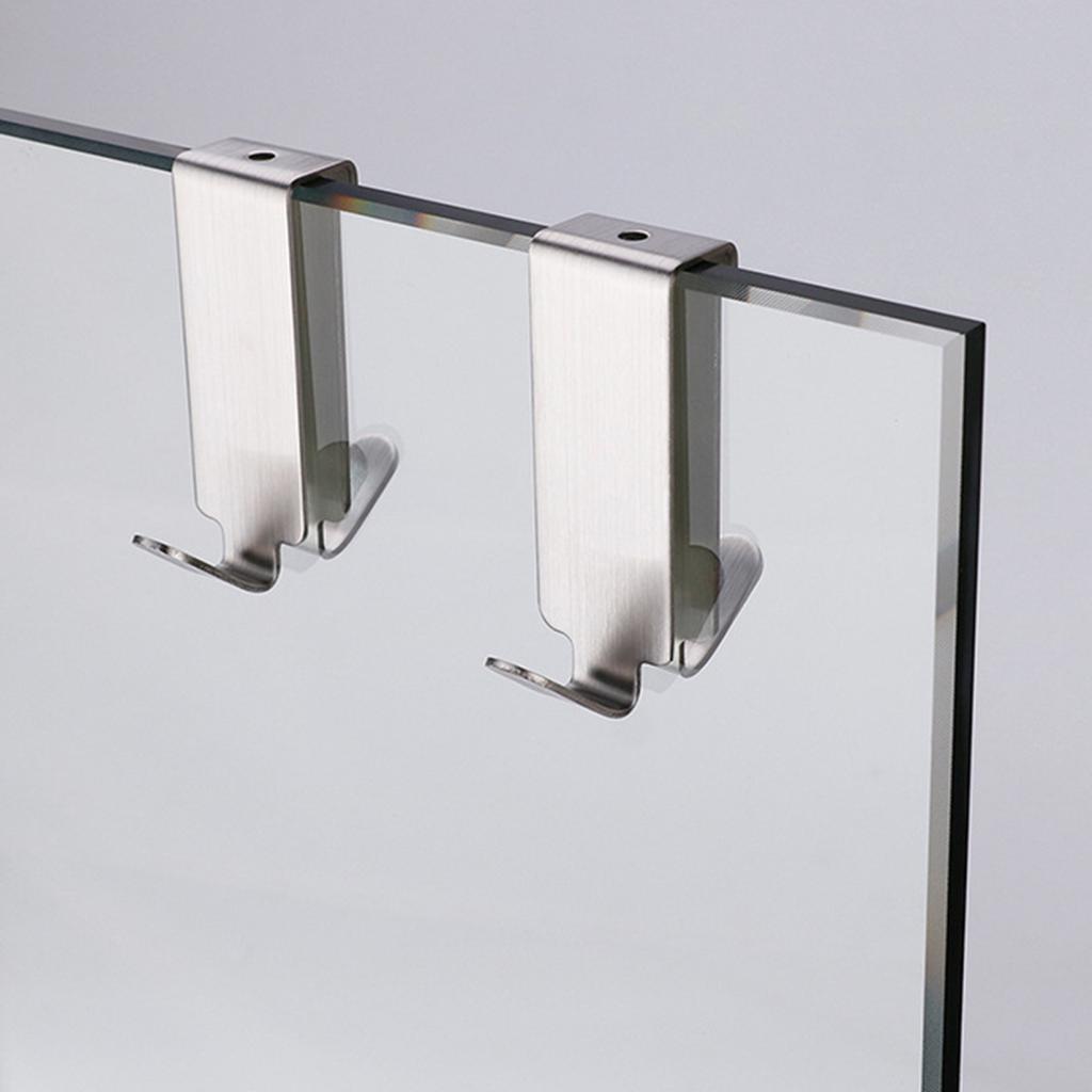 Yousheng Stainless Steel Double Side Hooks No Drill Towel Rack Hook for Glass Wall Bathroom Storage Organizer Backpack Hanger Kitchen Utensil