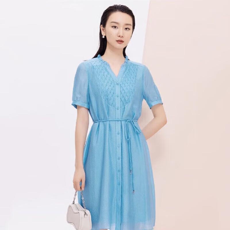 

JESSIE Silk Ruffle Collar Tie-Waist A-Line Dress XL