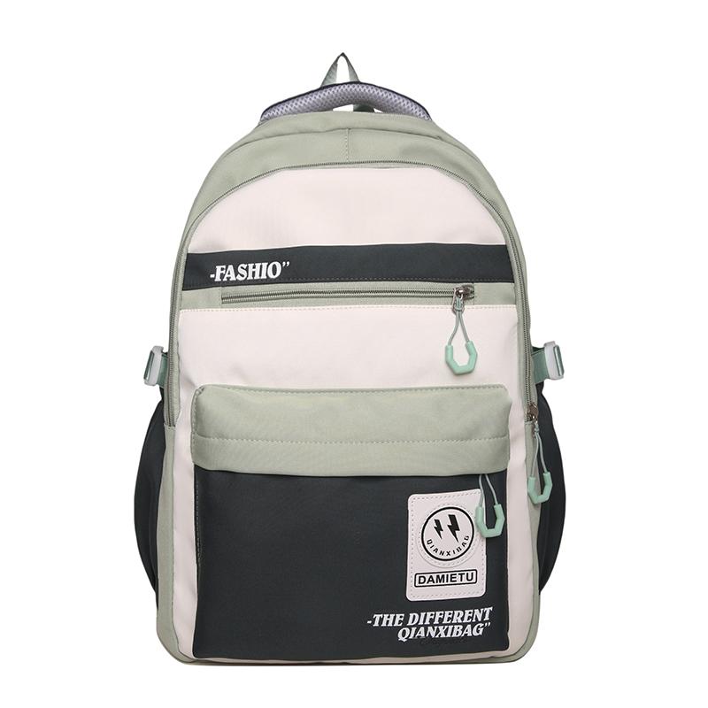 

Большой емкости женский цветной контрастный рюкзак Студенческий школьный мужской рюкзак для компьютера зелёный