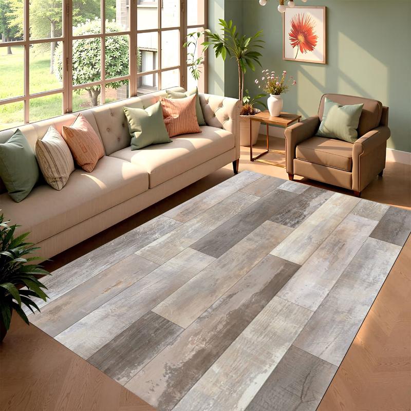 Vintage Wood Plank Carpet Mat Rug Home Decoration Living Room Bedroom Floor Decor Rustic Farmhouse Style Rugs Bedroom Decor
