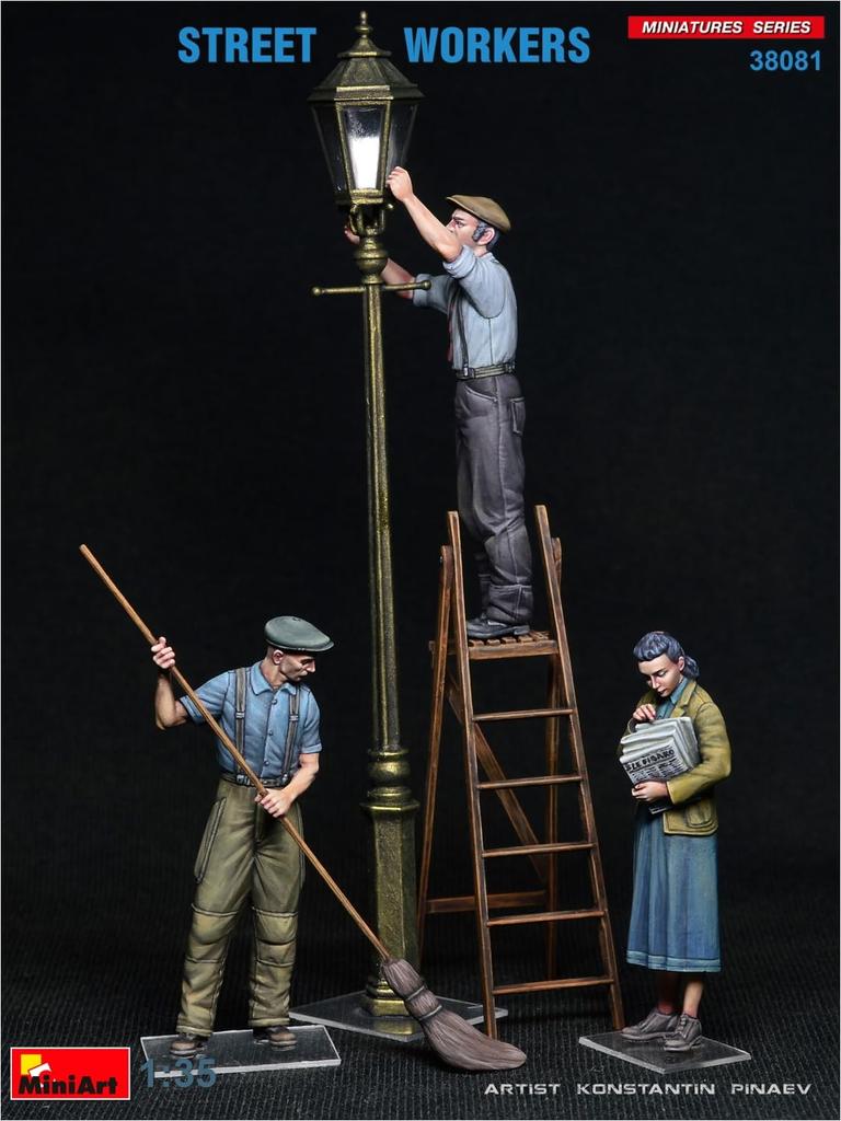 MiniArt Street Workers Figure Set Figures Plastic Model Kit MA38081 1/35 (3 Included)