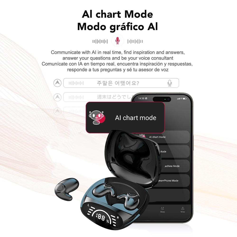 Ohrhörer mit KI-Übersetzung, kabellose Bluetooth 5.3-Kopfhörer, Headsets mit Geräuschunterdrückung, Hi-Fi-Audio-Ohrhörer, unterstützt 135 Sprachen