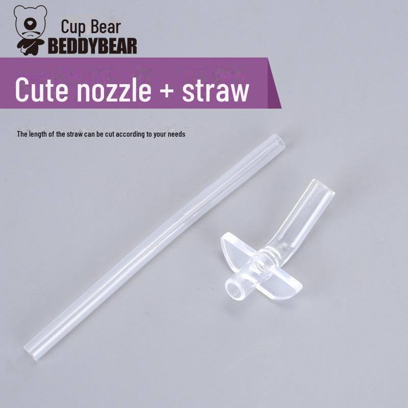 Original Bear Silicone Straw Cup Set: Includes Suction Cup, Mouthpiece, Hose, and Coaster for Kids' Learning and Drinking.