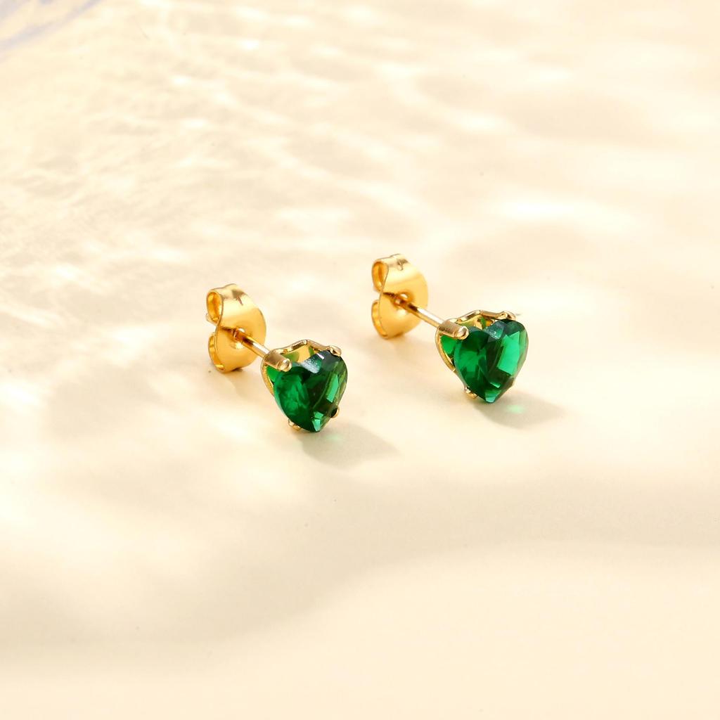 Elegant Stainless Steel Heart Zircon Stud Earrings, Light Luxury & Versatile Design.