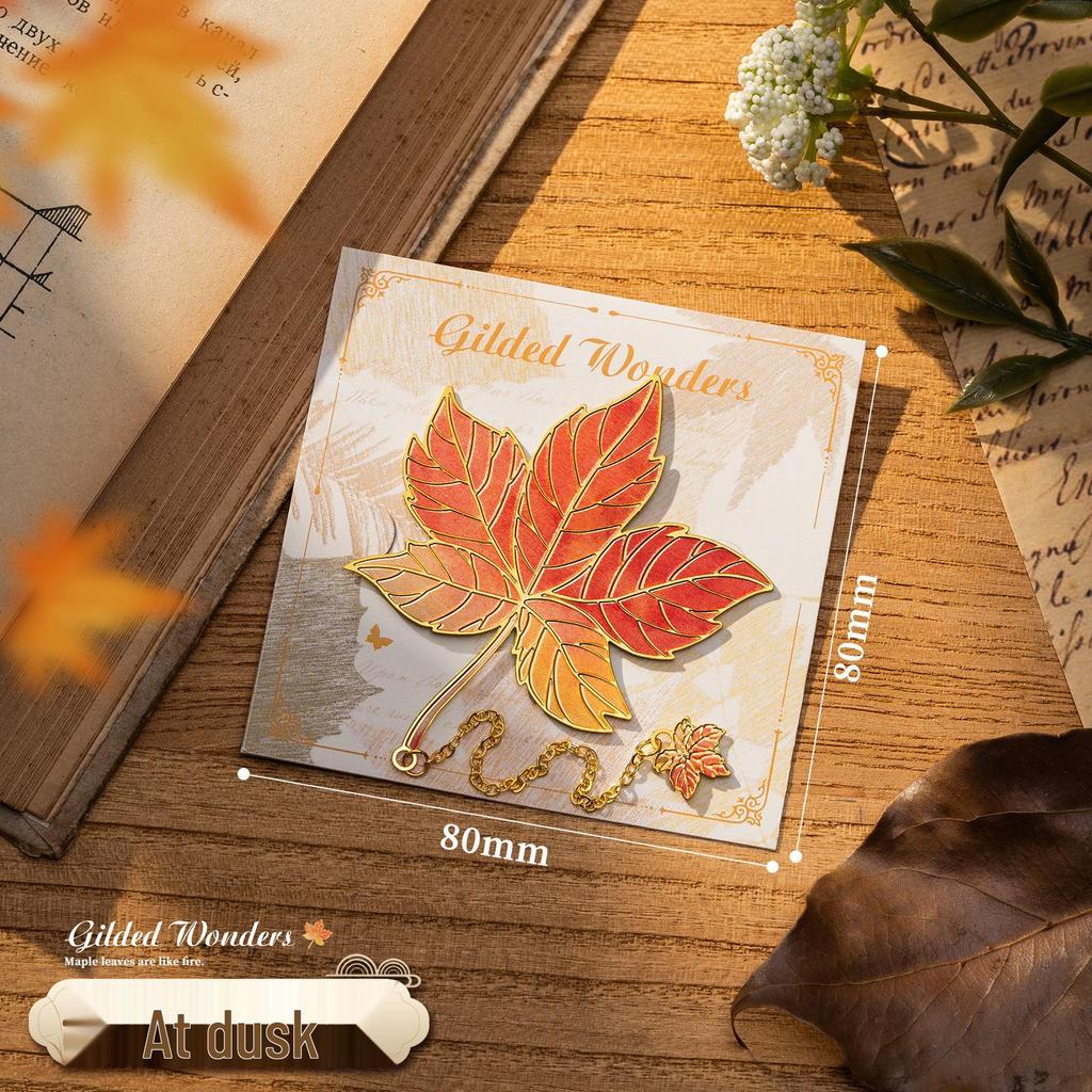 Teacher's Day Retro Leaf Metal Bookmark – High-Value, Creative Gift Box with Leaf Veins Design.
