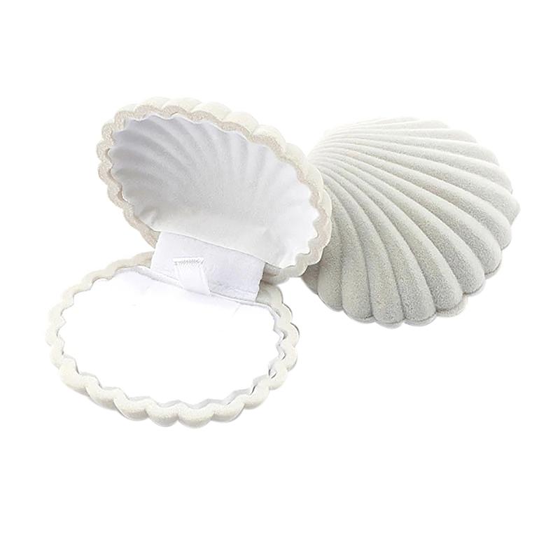 1 kus Krásná sametová šperkovnice ve tvaru mušle Svatba Zásnubní krabička na prsten Pro náušnice Náhrdelník Náramek Displej Dárková krabička Držák