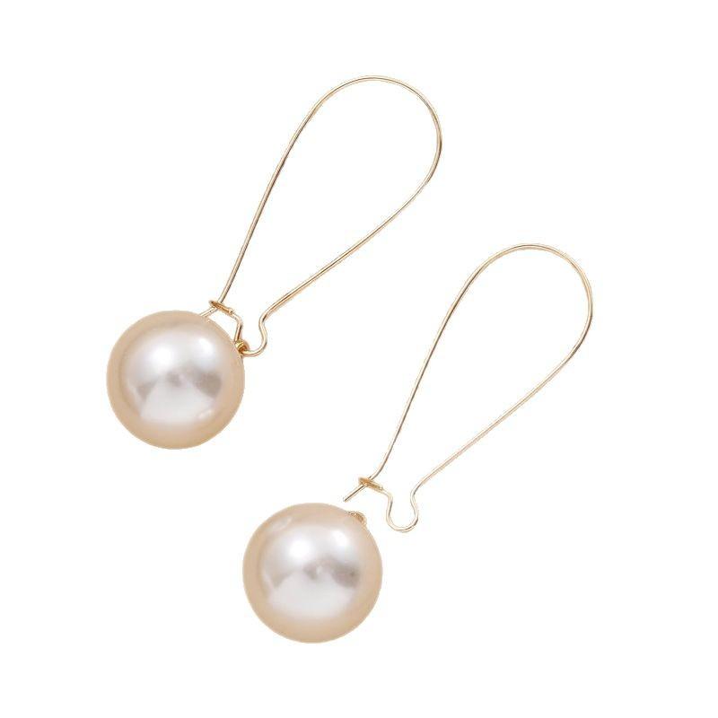 Women's Elegant Versatile Dangle Earrings, Minimalist Faux Pearl Hoop Design