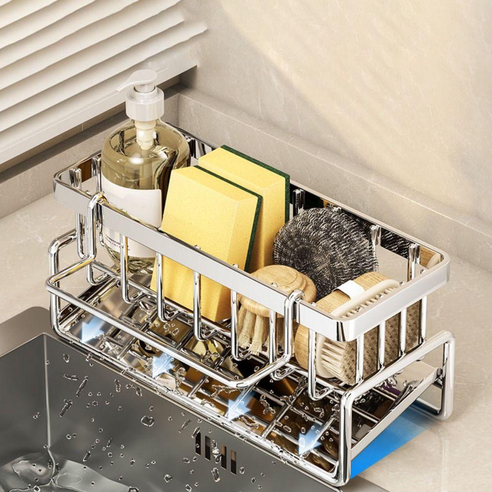 Stainless Steel Sink Drain Rack Large Capacity Dishcloth Rack Sponge Holder  for Home