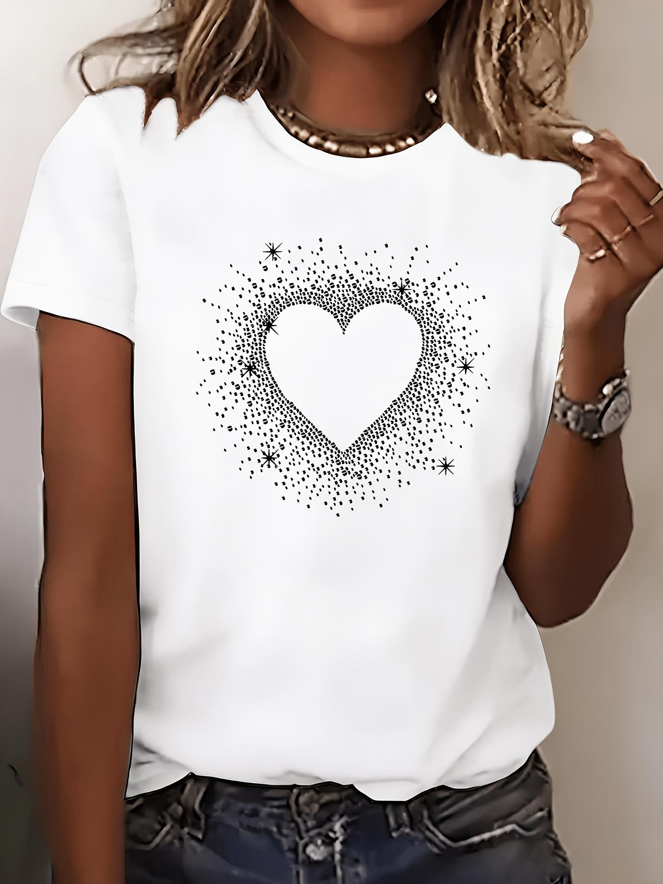 Women s Polyester Graphic Elegant Round Neck Spring/Summer T-Shirt S