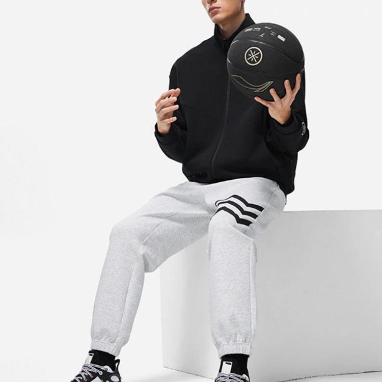 Sudadera de cuello alto con cremallera de color sólido Li Ning Wade Series para hombre, Sudadera Negra AWDT495-1