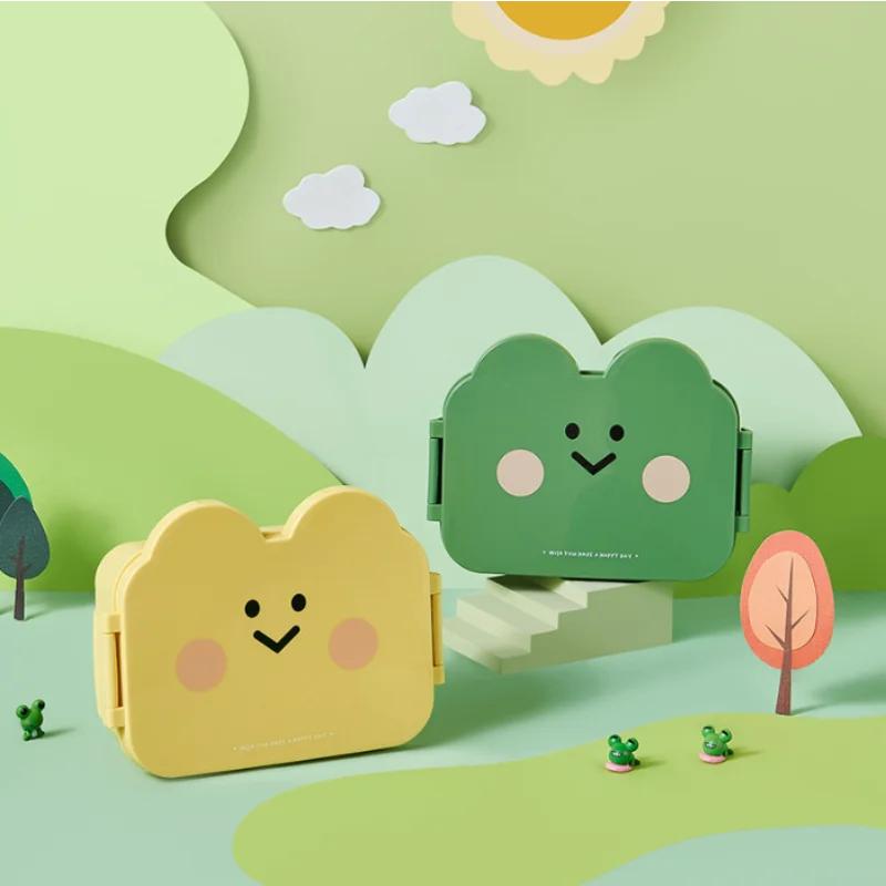 

Мультяшный ланч-бокс с медведем, безопасный для микроволновой печи, портативный, герметичный контейнер для еды с приборами для детей, студентов, взрослых